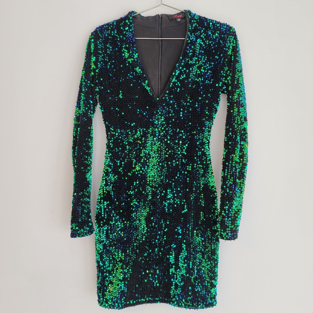 Emerald Sequin Party Dress- Size Small